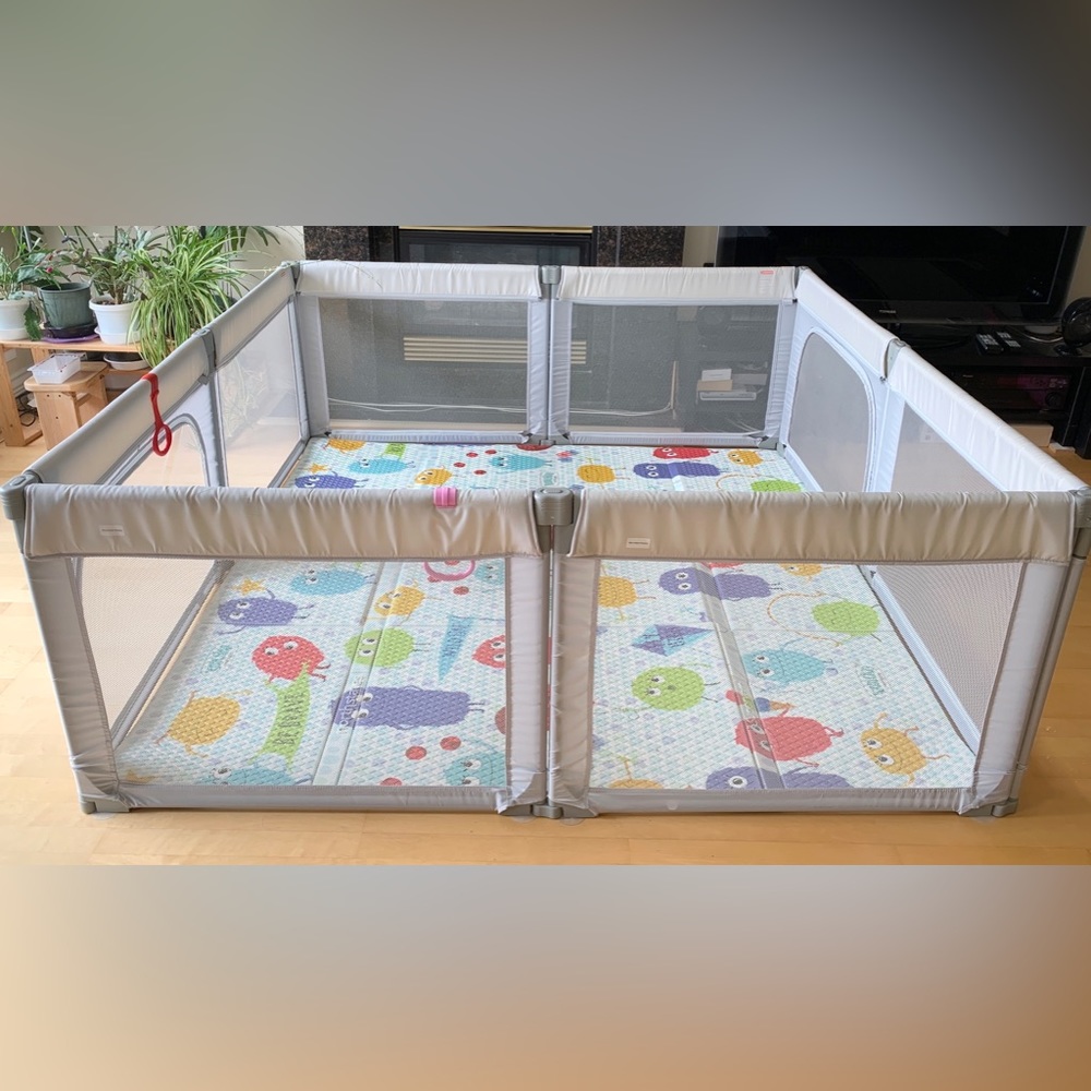Dripex Foldable Baby Playpen in Light Grey
